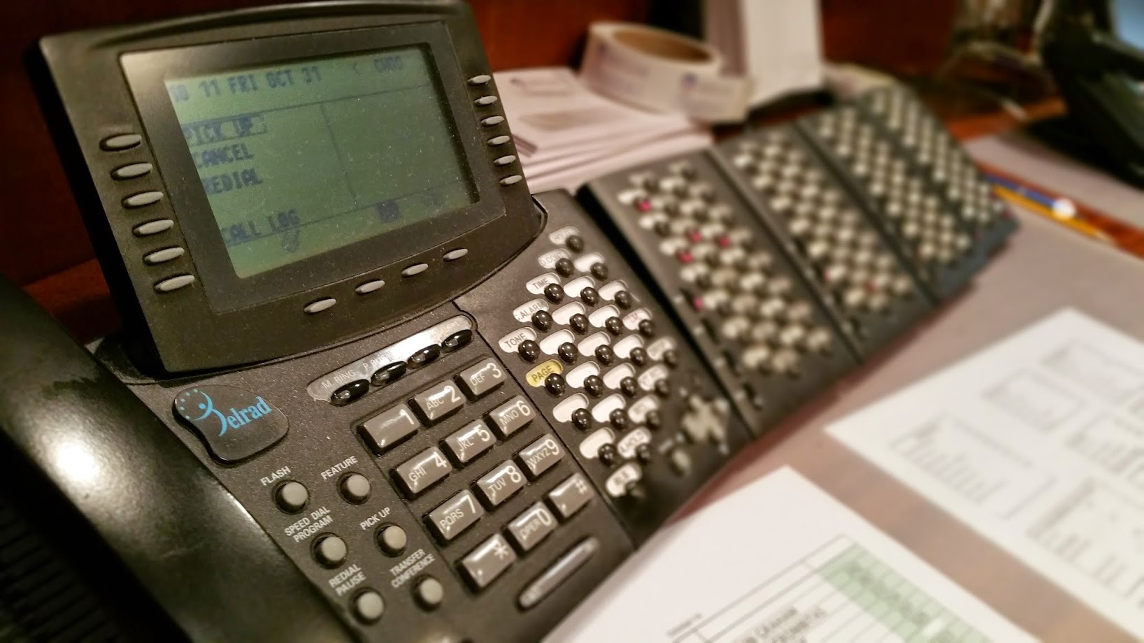 Commercial multiline telephone and communications console